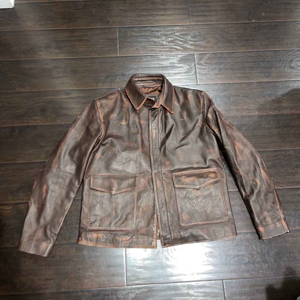 Men's Distressed Brown Leather Jacket Size Medium Indiana Jones Indy
